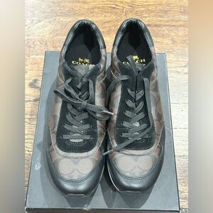 Coach Black and Brown Monogram Sneakers with Athletic-Inspired Design